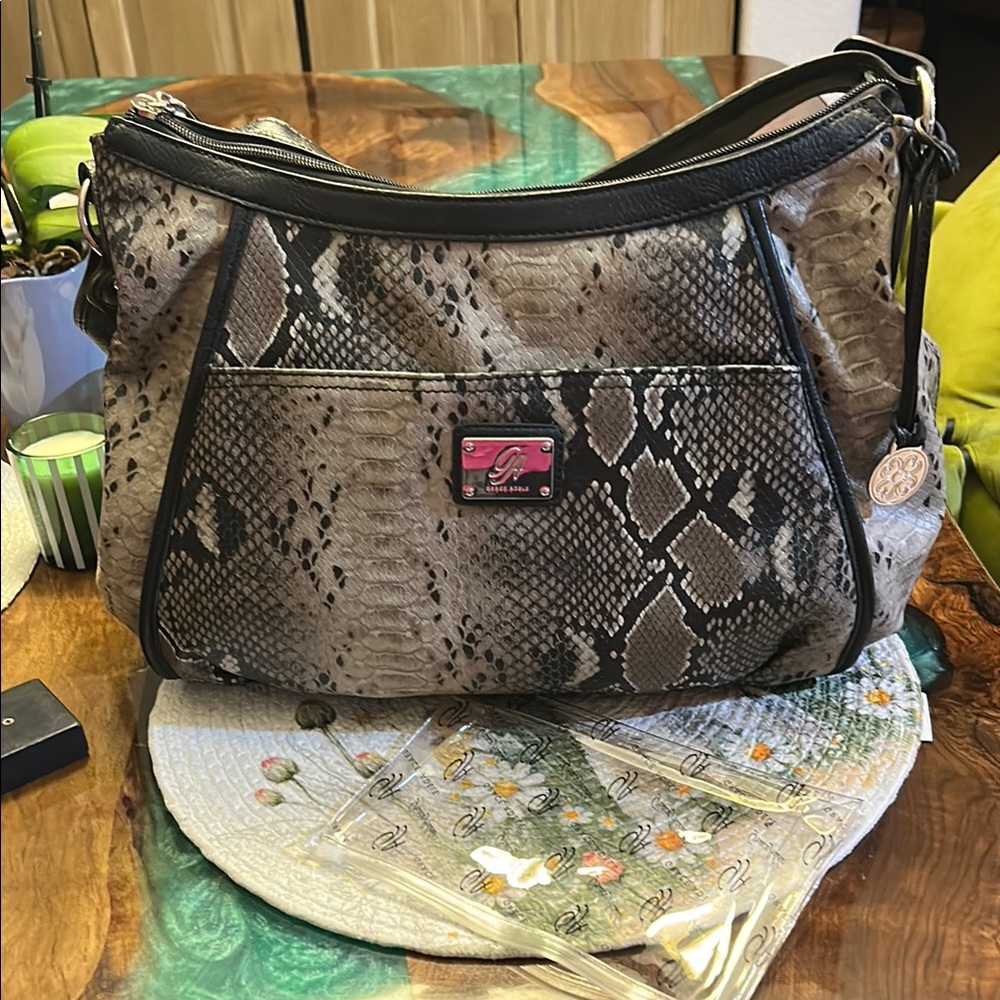 Grace Adele Lily-Python Faux Leather Bag, Exterio… - image 1